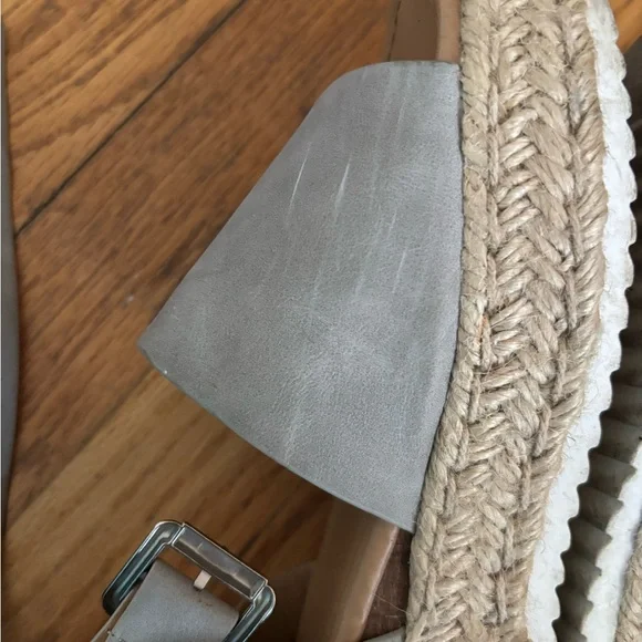 Gray Espadrille Platform Shoes with Ankle Strap - Picture 7 of 12